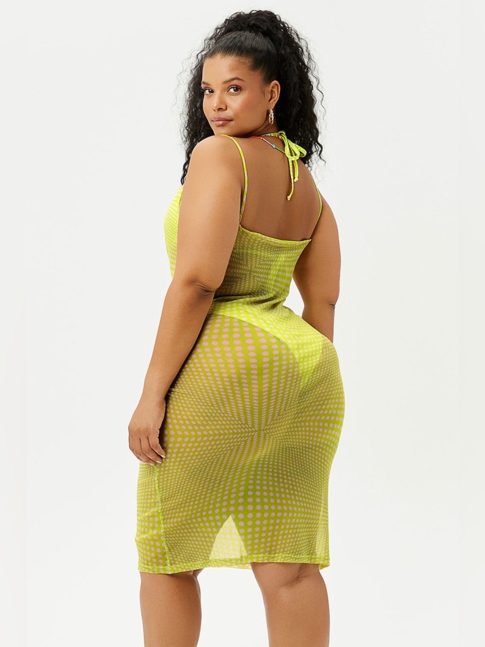 Frankies Bikini Dixie Mesh Vibrant Lime Sheer Slip Dress Size xs - Picture 4 of 10